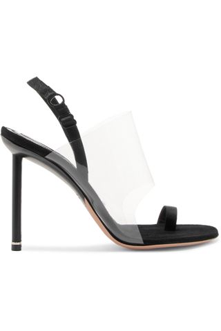 Alexander Wang + Kaia Grosgrain-Trimmed Suede and PVC Slingback Sandals