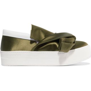 N.21 + Knotted Satin Slip-On Sneakers