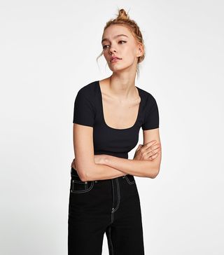 Zara + Square Neckline T-Shirt