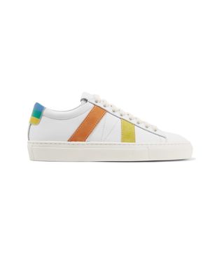 Mira Mikati + Striped Suede and Leather Sneakers