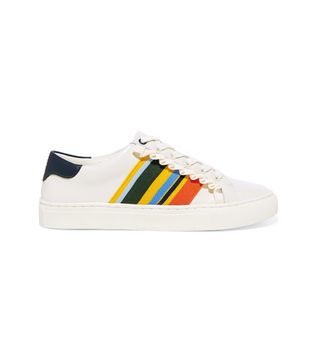 Tory Burch + Striped Leather Sneakers