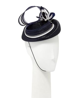 Marzi + Fascinator With Stripe Bow & Feather Butterfly
