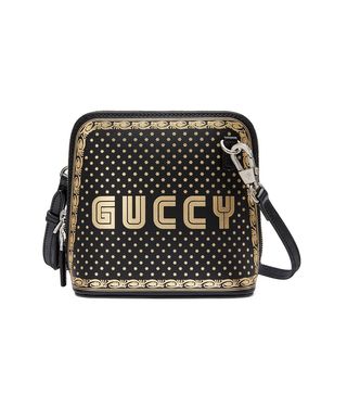 Gucci + Guccy Logo Moon 
Stars Leather Crossbody Bag