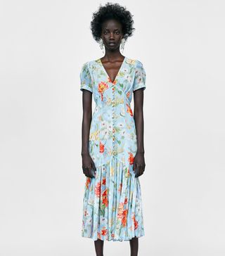 Zara + Midi Floral Print Dress