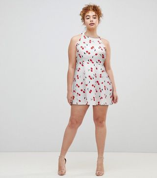 ASOS + Cherry Print Mini Sundress With Strappy Back