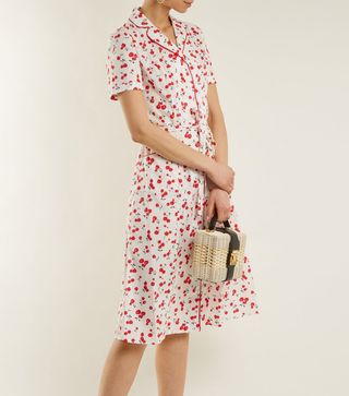 HVN + Maria Cherry-Print Cotton-Blend Dress