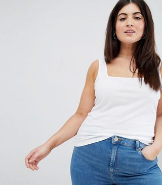 ASOS Curve + Tank With Square Neck in Textured Rib