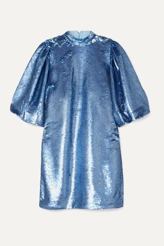 Ganni + Sequined Tulle Mini Dress