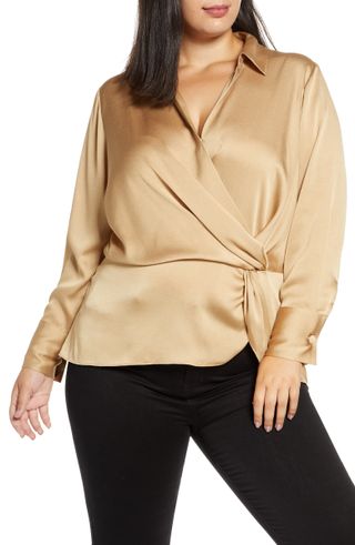 Vince Camuto + Twist Detail Hammered Satin Blouse