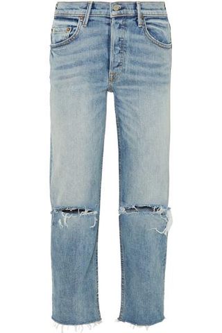 Grlfrnd + Helena Distressed High-Rise Straight-Leg Jeans