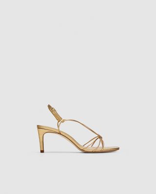 Zara + Gold Leather High Heels
