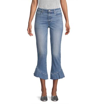 Paige + Hoxton High Rise Flared Pearl Jeans