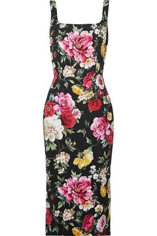 Dolce & Gabbana + Floral-Print Crepe Midi Dress