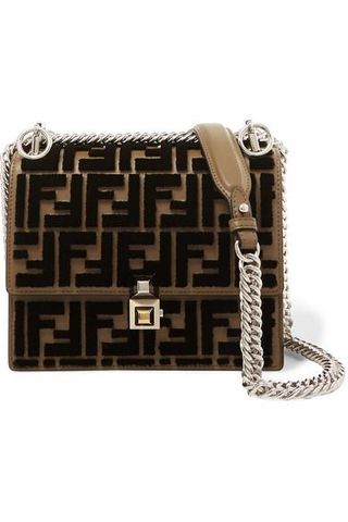 Fendi + Kan I Small Flocked Leather Shoulder Bag