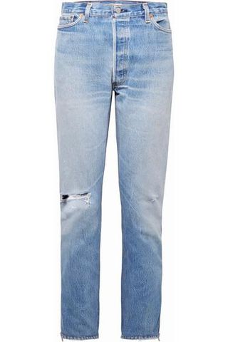 Re/Done + Levi's Zip-Embellished Distressed High-Rise Straight-Leg Jeans