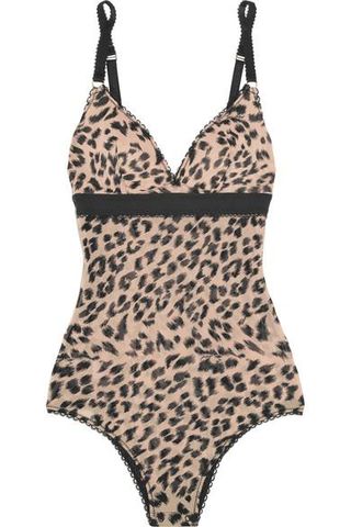 Stella McCartney + Florence Fluttering Leopard-Print Stretch-Mesh Bodysuit