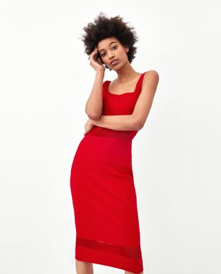 Zara + Square Neckline Dress