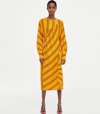 Zara + Striped Gathered Dress