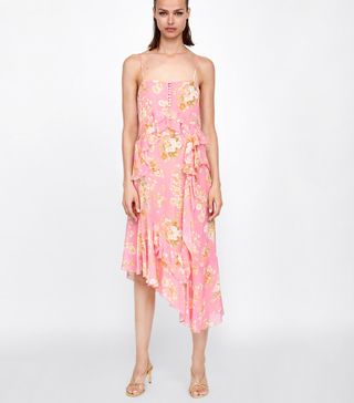 Zara + Frilled Asymmetric Dress