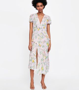 Zara + Ruffled Floral Print Dress