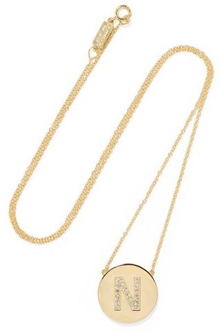 Jennifer Meyer + Letter 18-Karat Gold Diamond Necklace