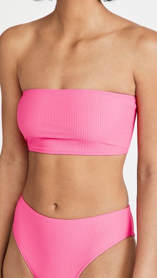 Frankies Bikinis + Jenna Ribbed Bandeau Bikini Top