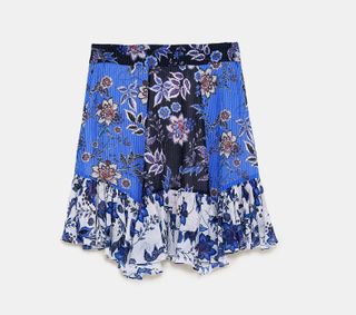 Zara + Patchwork Print Mini Skirt