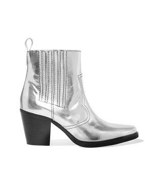 Ganni + Callie Metallic Leather Ankle Boots