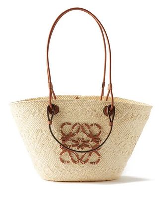 Loewe + Anagram-logo leather-trim woven basket bag