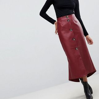 ASOS + Leather Look Midaxi Skirt