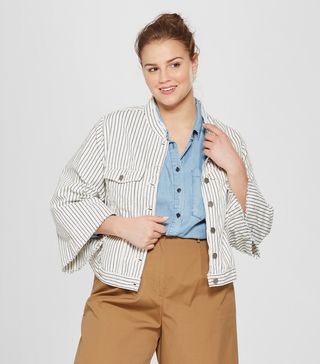 Who What Wear x Target + Striped Long Sleeve Shrunken Trucker Jacket