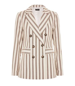 Topshop + Striped Double Breasted Blazer