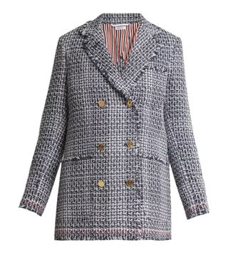 Thom Browne + Madras Double-Breasted Cotton-Blend Tweed Jacket
