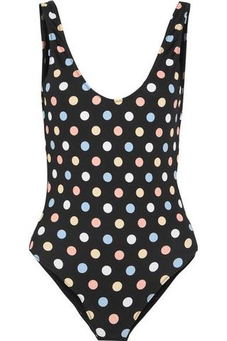 Caroline Constas + Clio Bow-Embellished Polka-Dot Swimsuit