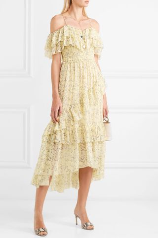 Ulla Johnson + Penninah Cold-Shoulder Ruffled Floral-Print Silk-Georgette Dress