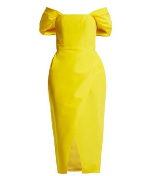 Carolina Herrera + Off-the-Shoulder Silk-Faille Dress