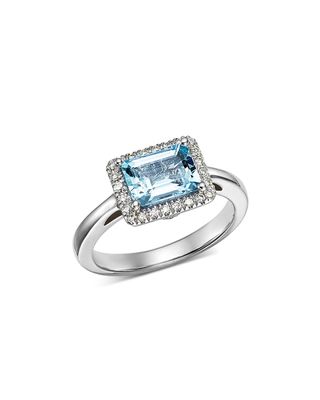 Bloomingdale's + Aquamarine & Diamond Ring in 14K White Gold