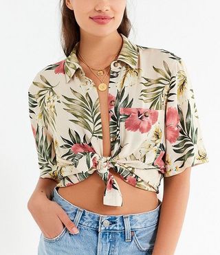 Urban Outfitters + Floral Burst Souvenir Button-Down Shirt