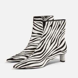 Topshop + Mane Zebra Jewel Ankle Boots