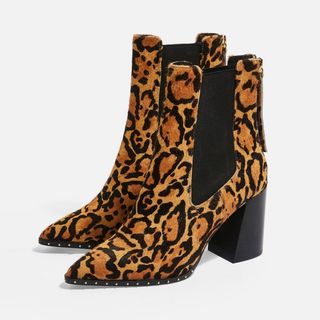 Topshop + Harrison Leopard High Heel Ankle Boots