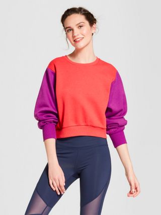 JoyLab + Color Block Fleece Cropped Sweatshirt