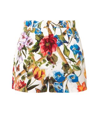 Dolce & Gabbana + Floral-Print Cotton-Poplin Shorts