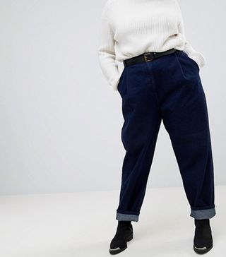 ASOS Curve + Tapered Jeans With Curved Seams and Belt