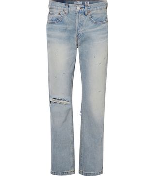 Re/Done + Grunge Distressed High-Rise Straight-Leg Jeans