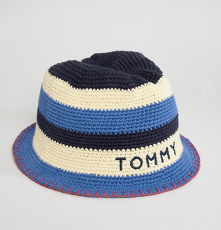 Tommy Hilfiger + Stripe Logo Straw Sunhat