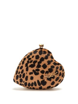 Saint Laurent + Love Box Leopard-Print Calf-Hair Clutch