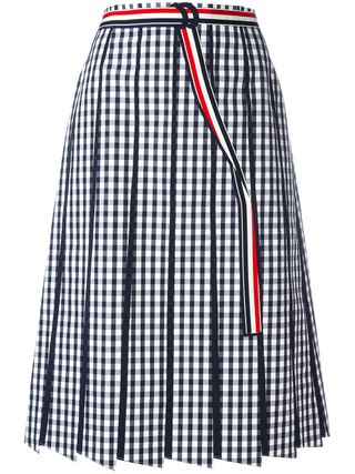 Thom Browne + Pleated Gingham Skirt