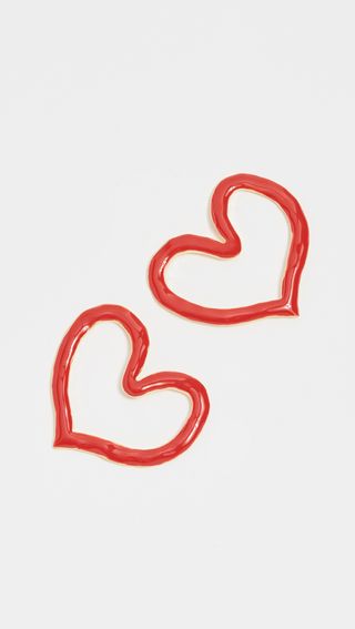 Oscar de la Renta + Painted Heart Outline Earrings