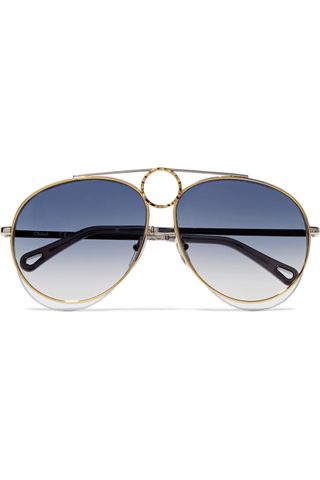 Chloé + Aviator-Style Gold and Silver-Tone Sunglasses