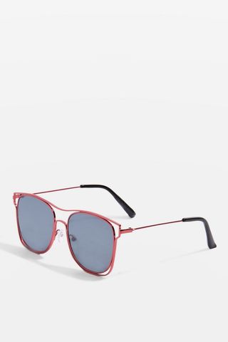 Topshop + Metal Wire Rimless Square Sunglasses